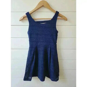 Zunie Girl's Size 8 Navy Blue Eyelet Detail Dress